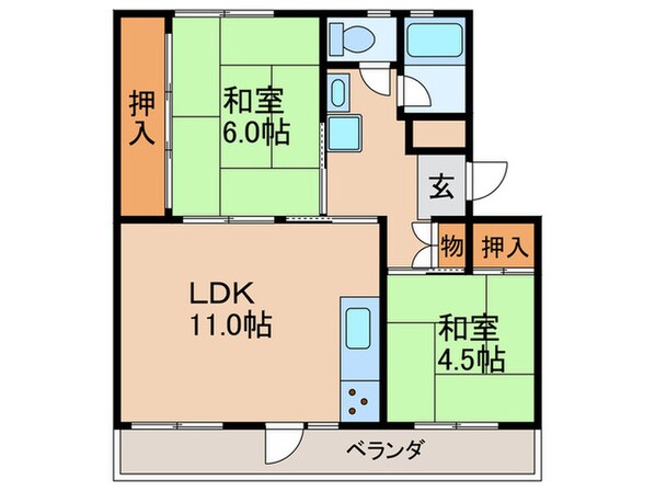 山田池住宅7棟（406）の物件間取画像